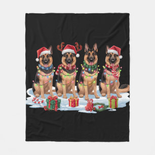 Tysk shepherd-jul Ljus - Adsible Design Fleecefilt