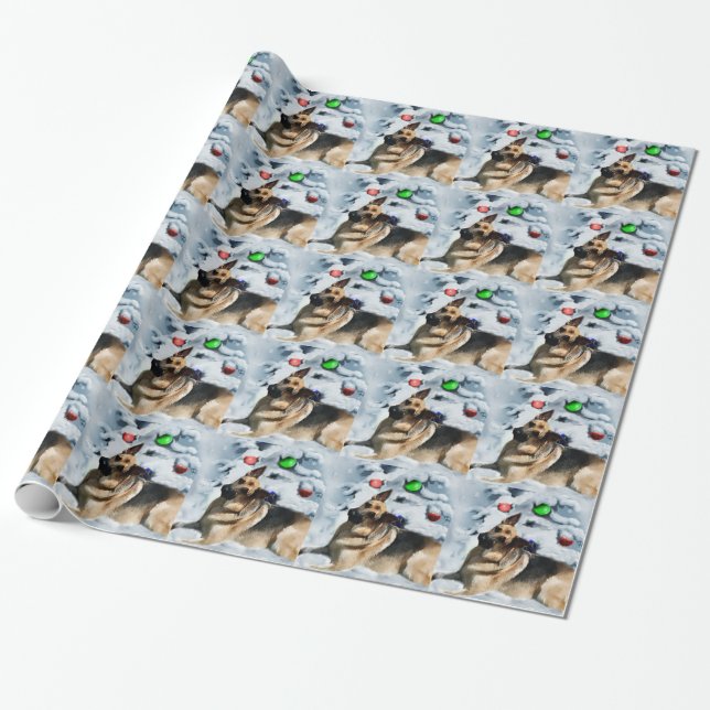 Tysk shepherd-jul presentpapper (Utrullad)