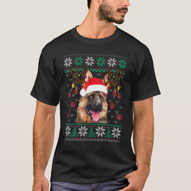 Tysk Shepherd Jul Tomte Ren Ful Tröja (Framsida)