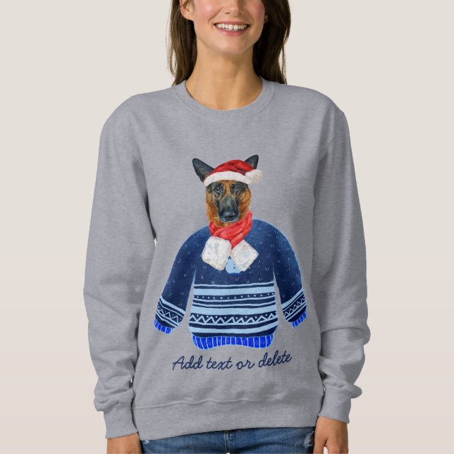 Tysk Shepherd Julafton Ugly jul Hund Mamma T Shirt (Framsida)