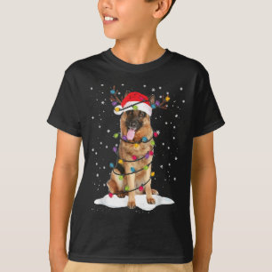 Tysk Shepherd Julgran Light Pajama Hund Xm T Shirt