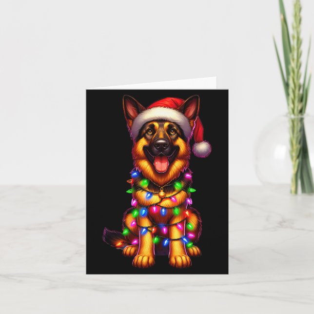 Tysk Shepherd Julgran Ljussättning Julpyjamas  Kort (Framsida)