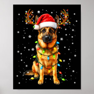 Tysk Shepherd Julgran Ljusstakar Pajamas Hund L Poster