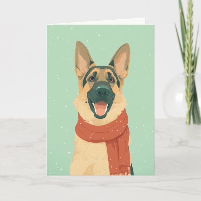 Tysk Shepherd Julhälsning Kort (Framsida)