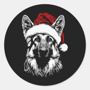 Tysk Shepherd Julhatt Christmas Xmas Pyjamas Män Runt Klistermärke