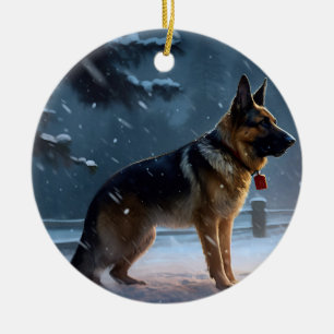 Tysk shepherd-julhelg julgransprydnad keramik