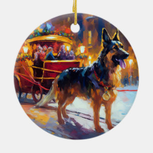 Tysk shepherd-julhelg julgransprydnad keramik