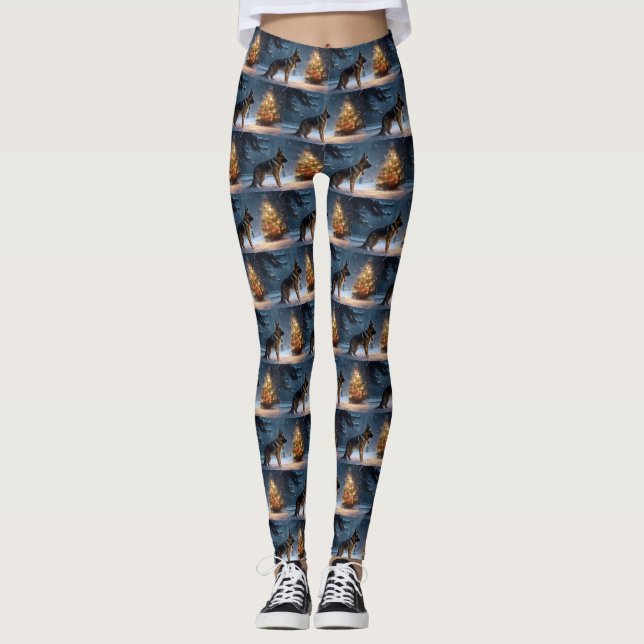 Tysk shepherd-julhelg leggings (Framsida)