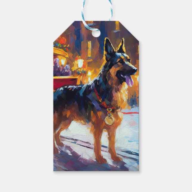 Tysk shepherd-julhelg presentetikett (Framsidan)