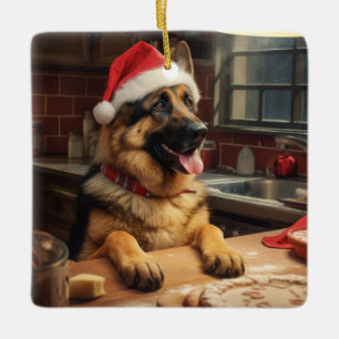 Tysk Shepherd-julkookies Festive Helgdag Julgransprydnad Keramik