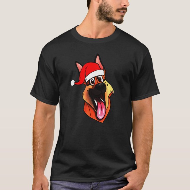 Tysk Shepherd-julpuppy T Shirt (Framsida)