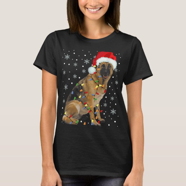 Tysk Shepherd jultomten Hat Funny Christma T Shirt (Framsida)