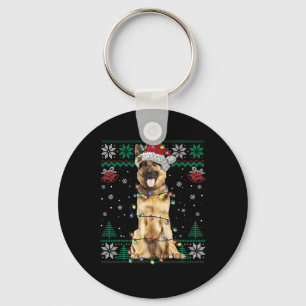 Tysk Shepherd-jultomten Ugly Sweater Hund L Nyckelring