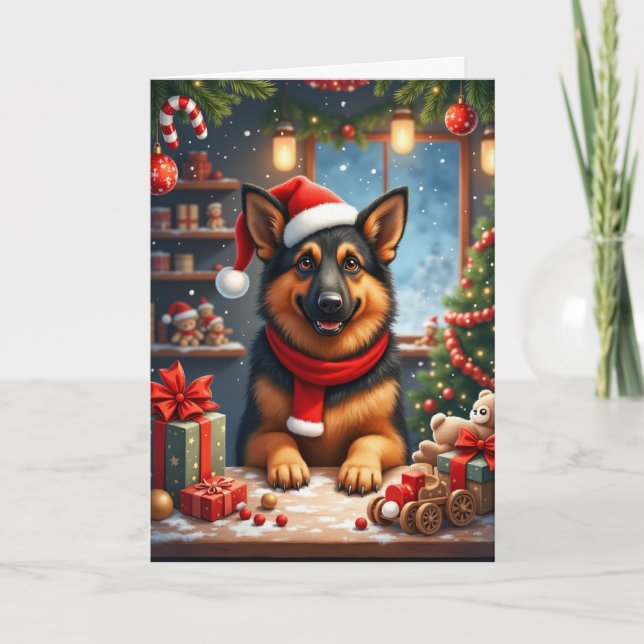 Tysk Shepherd Julverkstad Jul Holiday Kort (Framsida)
