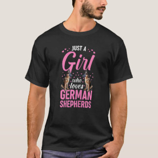 Tysk Shepherd Just a Girl Kärlek German Shep T Shirt
