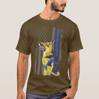 Tysk Shepherd K9 Unit US Police Hund Thin Blue T Shirt