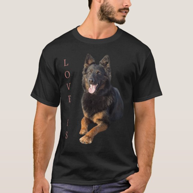 Tysk shepherd Kärlek Hund Mamma Pappa Gift T Shirt (Framsida)
