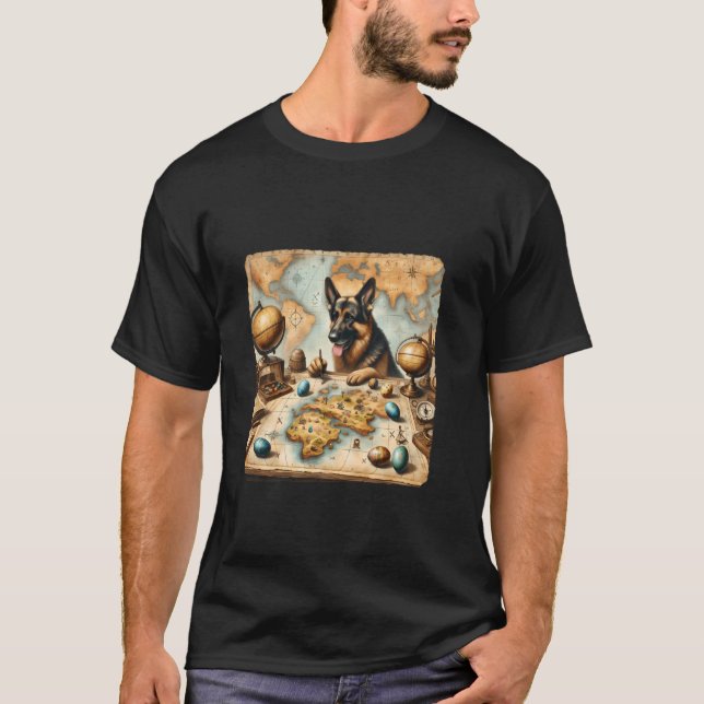Tysk Shepherd Karta Maker från en kanterad ö. T Shirt (Framsida)
