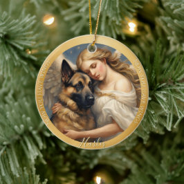 Tysk Shepherd konst foto minne jul Julgransprydnad Keramik