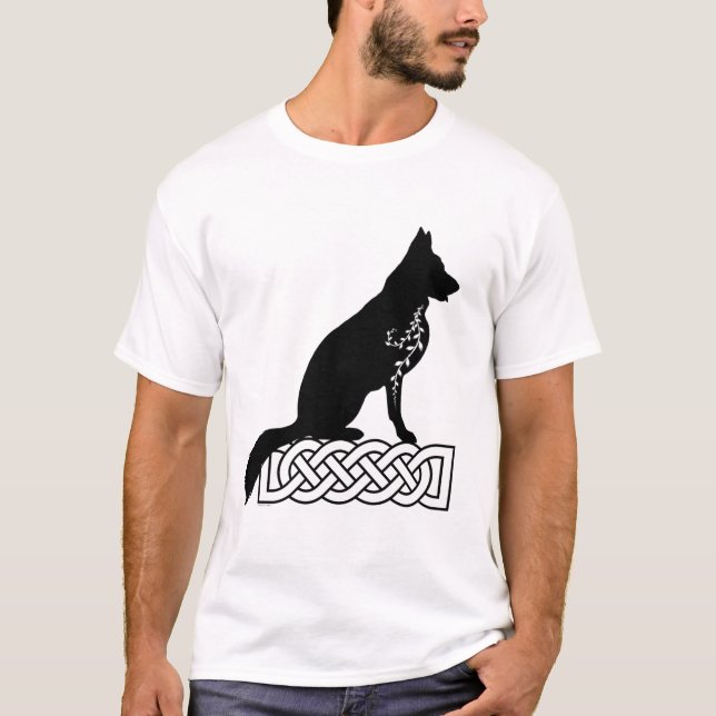 Tysk Shepherd Loki Sailor's Knot Black T Shirt (Framsida)