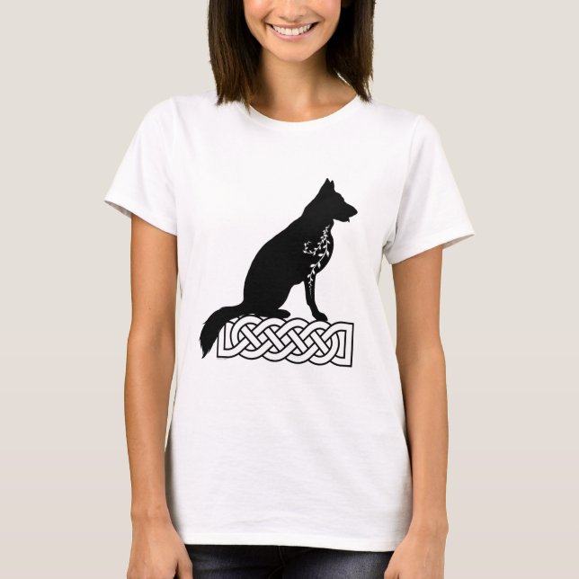 Tysk Shepherd Loki Sailor's Knot Black T Shirt (Framsida)
