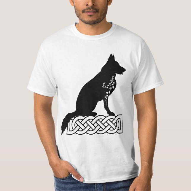 Tysk Shepherd Loki Sjömannaknut Svart T Shirt (Framsida)