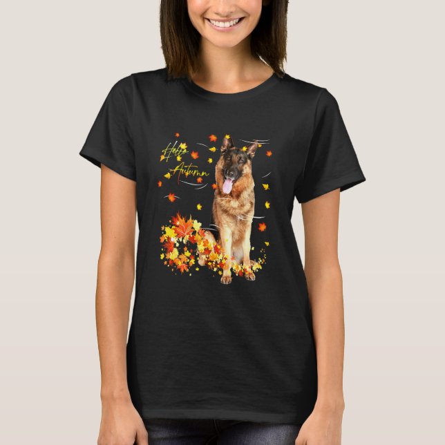 Tysk Shepherd Löv sjunker Hej höst för Hund T Shirt (Framsida)