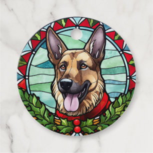 Tysk Shepherd Målade Glas Jul Gåvor Etiketter
