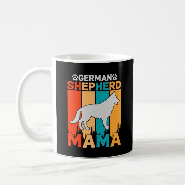 Tysk Shepherd MAMMA, Blue Brown på Dam Black Kaffemugg (Vänster)