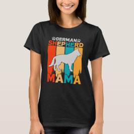 Tysk Shepherd MAMMA, Blue Brown på Dam Black T T Shirt