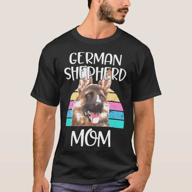 Tysk Shepherd Mamma Gsd Breed Hund Retro T Shirt (Framsida)