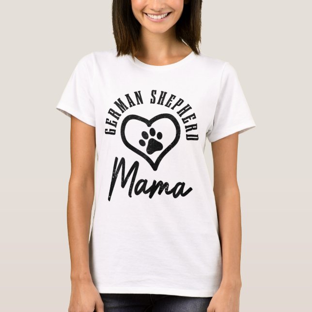 Tysk Shepherd Mamma Heart Hund Tass German Shepher T Shirt (Framsida)