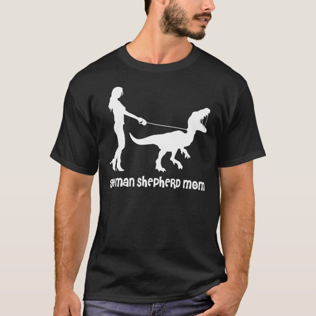 Tysk Shepherd Mamma Velociraptor Edition T Shirt (Framsida)