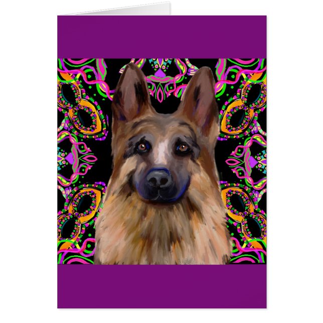 Tysk Shepherd Mardi Gras Hälsningskort (Framsidan)