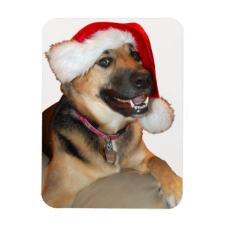 Tysk Shepherd med Jultomten Hat Magnet