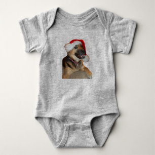 Tysk Shepherd med Jultomten Hat T Shirt