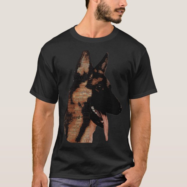 Tysk shepherd med Ord T Shirt (Framsida)
