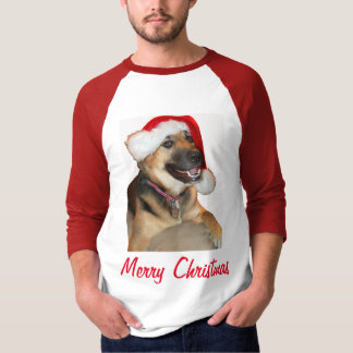 Tysk Shepherd med tomten Hat T Shirt