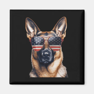 Tysk shepherd med USA flagga Independence day 4:e Magnet