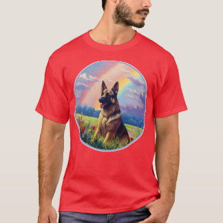 Tysk Shepherd Memorial Rainbow Bridge GSD Art T Shirt