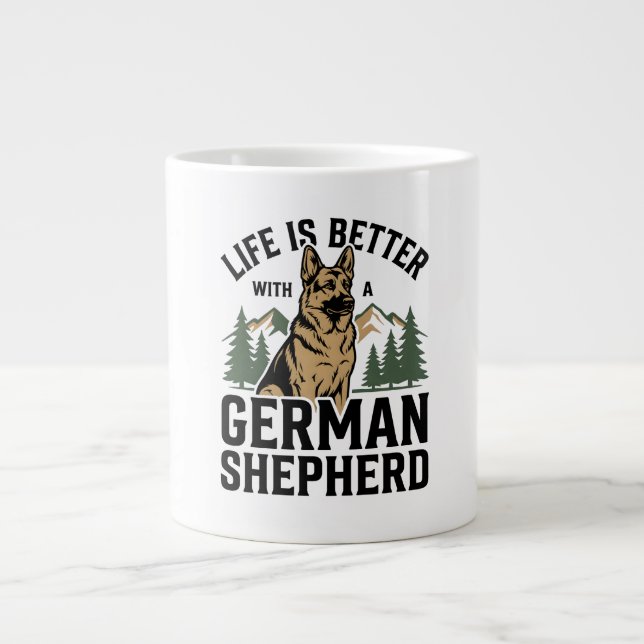 Tysk Shepherd Mountain Crest Jumbo Mugg (Framsidan)
