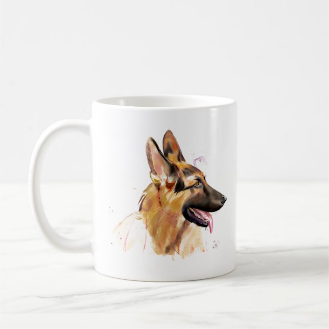 Tysk Shepherd-mugg – GSD hund kaffemugg (Vänster)