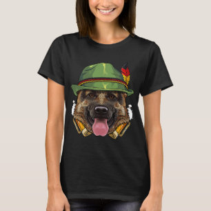 Tysk shepherd Oktoberfest Lederhosen German Beer T Shirt