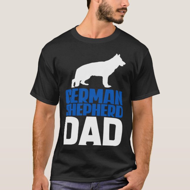 Tysk Shepherd Pappa Blå T Shirt (Framsida)