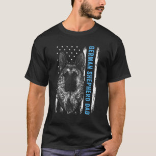 Tysk Shepherd Pappa För manar American Flagga Hund T Shirt
