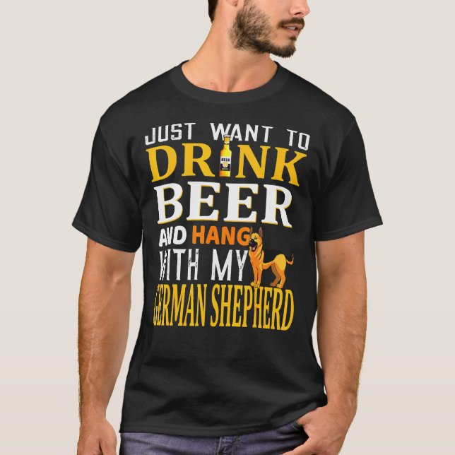 Tysk Shepherd Pappa Hund Pappa Beer T Shirt (Framsida)