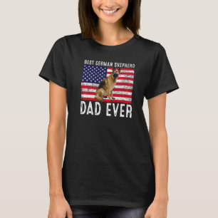 Tysk Shepherd Pappa USA American Flagga Hundägare T Shirt