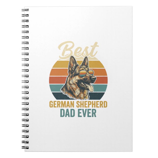 Tysk Shepherd Pappa Vintage Solnedgång T-Shirt Des Anteckningsbok (Framsidan)
