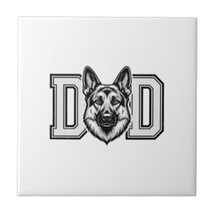 Tysk Shepherd Pappa Vintage Vector T-Shirt Design_ Kakelplatta