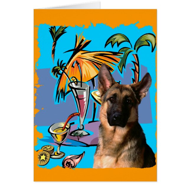 Tysk Shepherd PartyTime Hälsningskort (Framsidan)